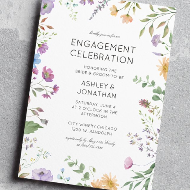 Invitation Partie d'engagement Fleur sauvage simple et intemp (Créateur téléchargé)