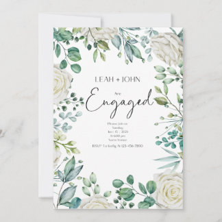 Invitation Partie d'engagement, Fleurs, Vert rose