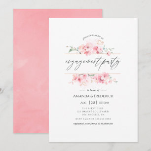 Invitation Partie d'engagement géométrique en fleurs de ceris