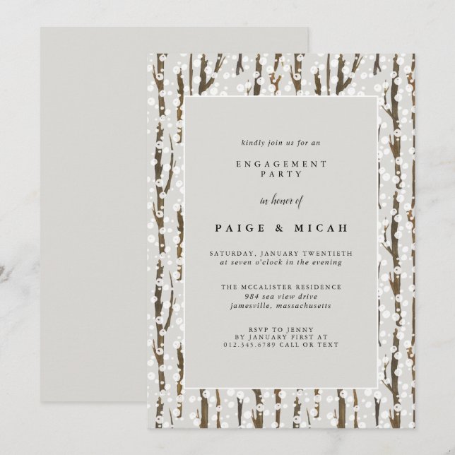 Invitation Partie d'engagement hivernal sur les arbres et la  (Devant / Derrière)