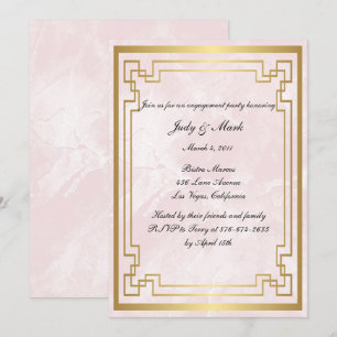 Invitation Partie d'engagement Mariage en marbre rose géométr