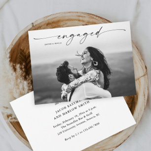Invitation Partie d'engagement Mariage photo de script modern