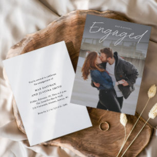 Invitation Partie d'engagement Mariage photo de script modern