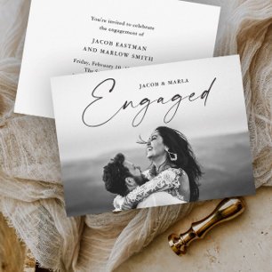 Invitation Partie d'engagement Mariage photo de script modern