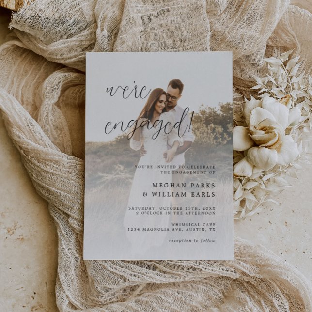 Invitation Partie d'engagement Mariage photo de script modern (Créateur téléchargé)