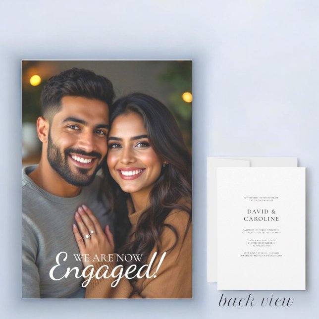 Invitation partie d'engagement mariage photo simple et modern (modern simple we are engaged  fully custom , party invitation )