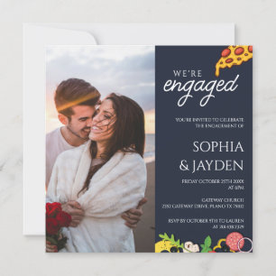 Invitation Partie d'engagement Marine Blue PIZZA Moderne