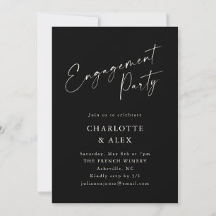 Invitation Partie d'engagement minimaliste de script noir mod