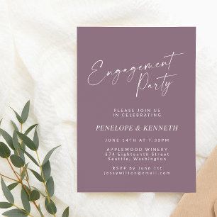 Invitation Partie d'engagement minimaliste de violet de scrip