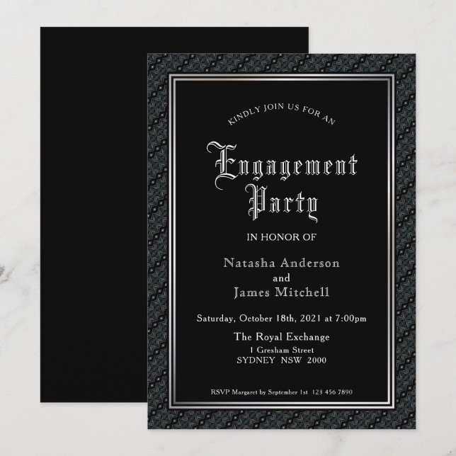 Invitation Partie d'engagement Noir (Devant / Derrière)