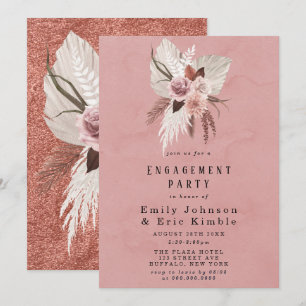 Invitation Partie d'engagement Pampas Tropicale de Blush et d