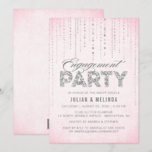 Invitation Partie d'engagement Parties scintillant rose et ar