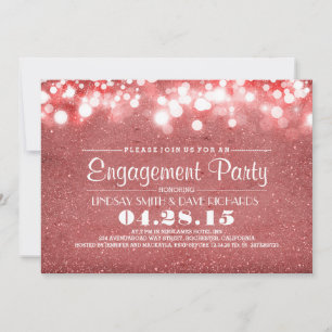 Invitation Partie d'engagement parties scintillant rose et lu