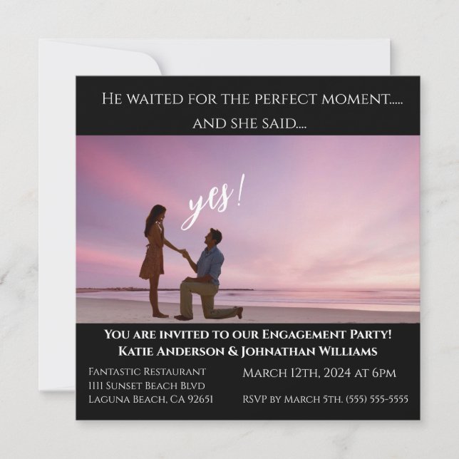 Invitation Partie d'engagement - Photo du coucher du soleil C (Devant)