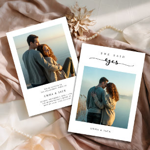 Invitation Partie d'engagement photo minimaliste au coucher d