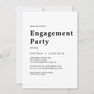 Invitation Partie d'engagement pour la typographie noire mode