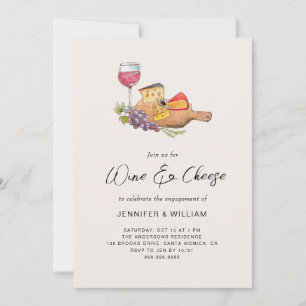Invitation Partie d'engagement pour le vin et le fromage