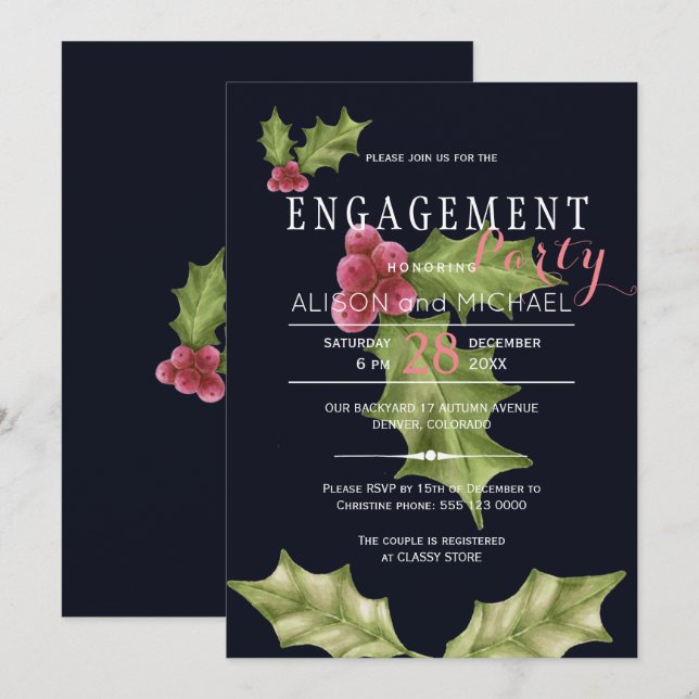 Invitation Partie d'engagement pour l'hiver de la baie blanch (Devant / Derrière)