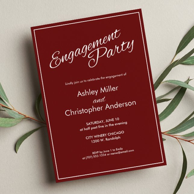 Invitation Partie d'engagement rouge Crimson de script minima (Créateur téléchargé)