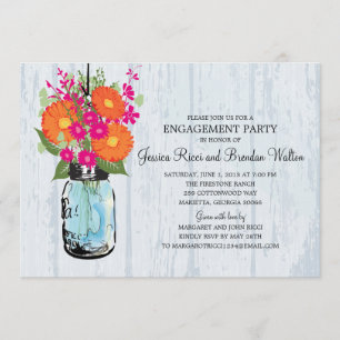 Invitation Partie d'engagement Rustic Mason Jar Gerber Daiser