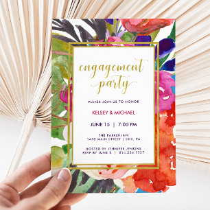 Invitation Partie d'engagement tropicale colorée