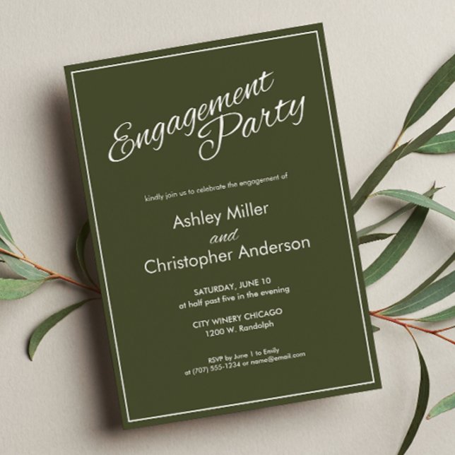Invitation Partie d'engagement vert minimaliste de l'Armée de (Créateur téléchargé)