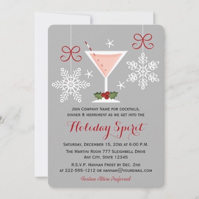 Invitation Partie d'entreprise de Martini de rose d'esprit de (Devant)