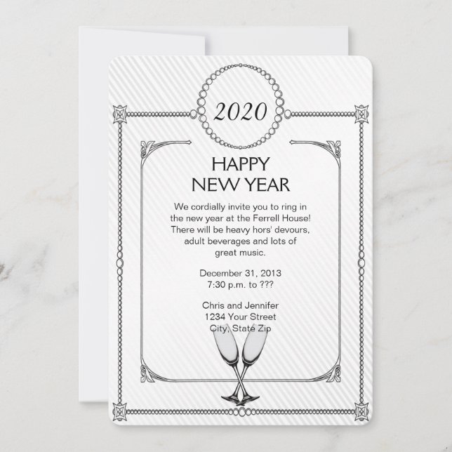 Invitation Partie d'Ève de nouvelles années de cannelures de (Devant)