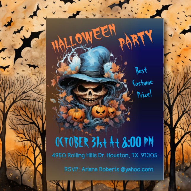 Invitation Partie d'Halloween crâne éffrayante (Créateur téléchargé)