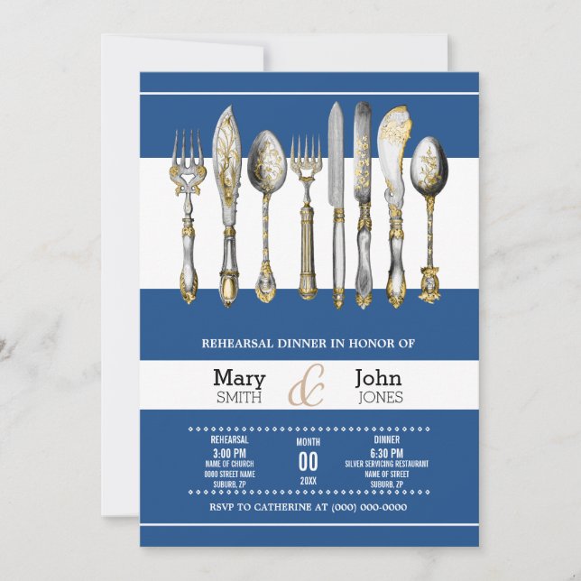 Invitation Partie dinante formelle de répétition de dîner (Devant)