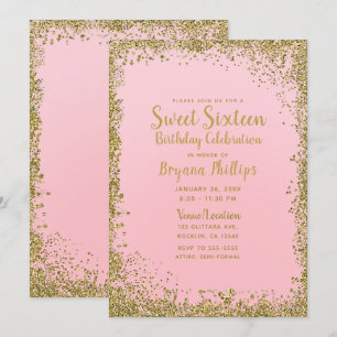 Invitation Partie du bonbon 16 assez à rose et à bord de