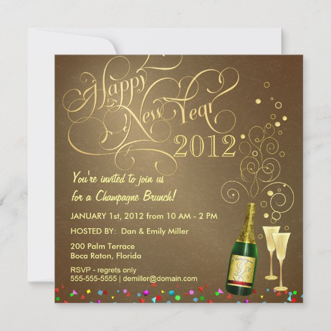 Invitation Partie du jour de nouvelle année - brunch de (Devant)