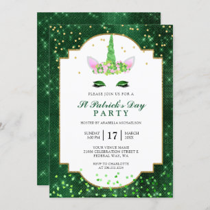 Invitation Partie du jour de St Patrick vert mignon de