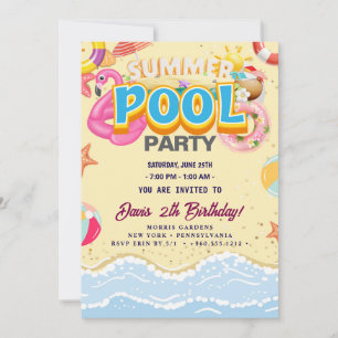 Invitation Partie du pool Nage Anniversaire