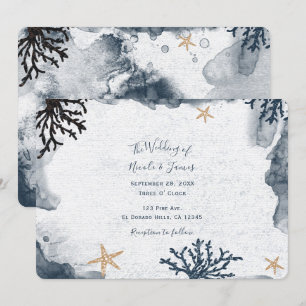 Invitation Partie élégante d'aquarelle de corail nautique