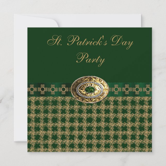 Invitation Partie élégante du jour de St Patrick de vert et (Devant)