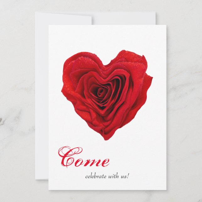 Invitation Partie en forme de coeur de Saint-Valentin de rose (Devant)