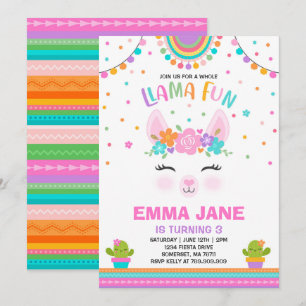 Invitation Partie entière d'amusement de lama d'invitation