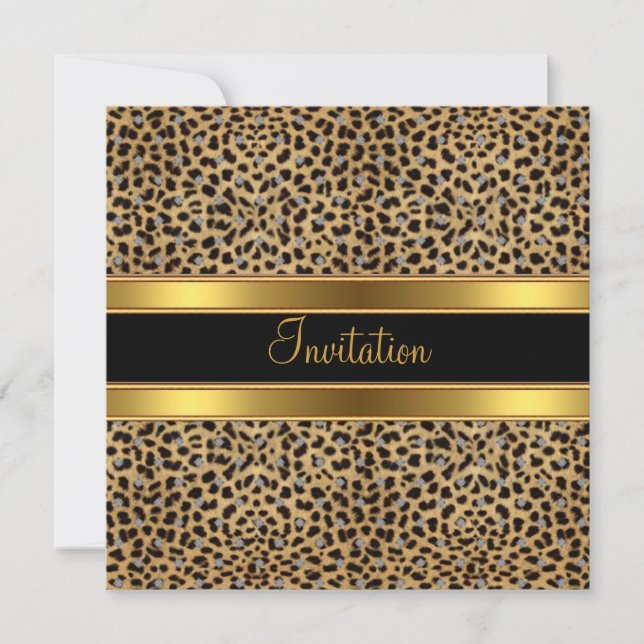 Invitation Partie Exotique Leopard Gold Noir (Devant)