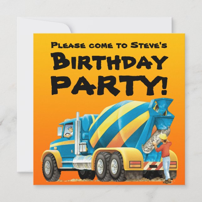 Invitation Partie faite sur commande de camion de mélangeur (Devant)
