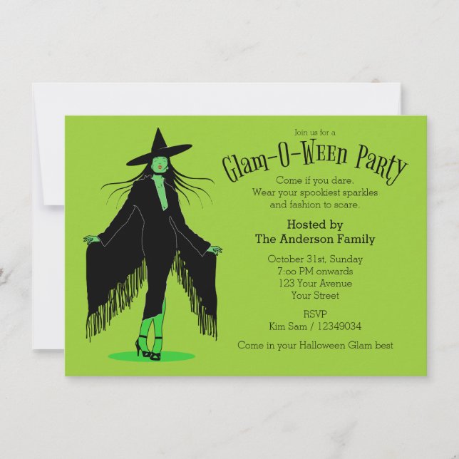 Invitation Partie fascinante de sorcière de Halloween (Devant)