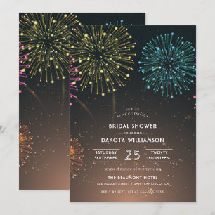 Invitation Partie Fireworks Fête des mariées de typographie
