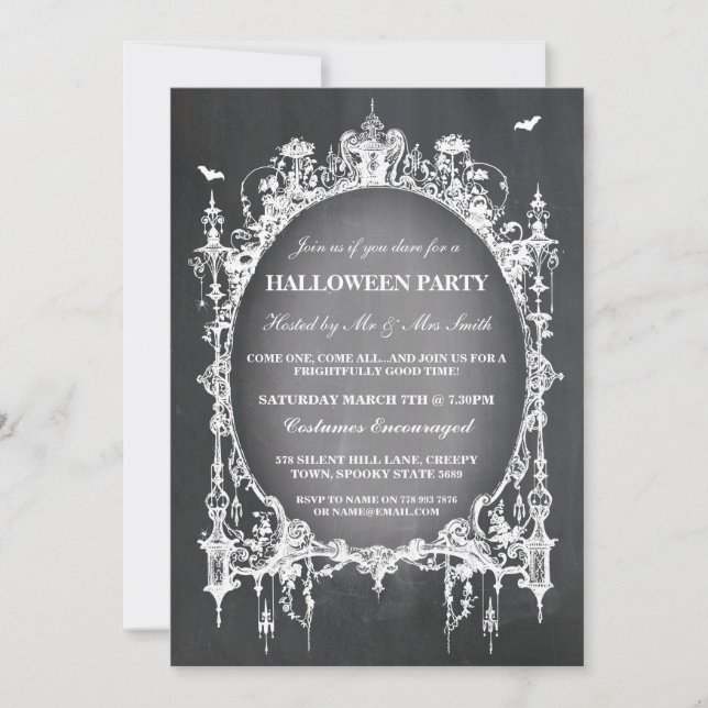 Invitation Partie gothique noire d'invitation de cadre (Devant)