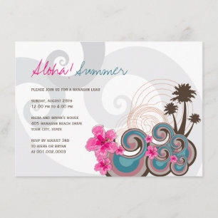Invitation Partie hawaïenne d'été de Luau de ketmie tropicale