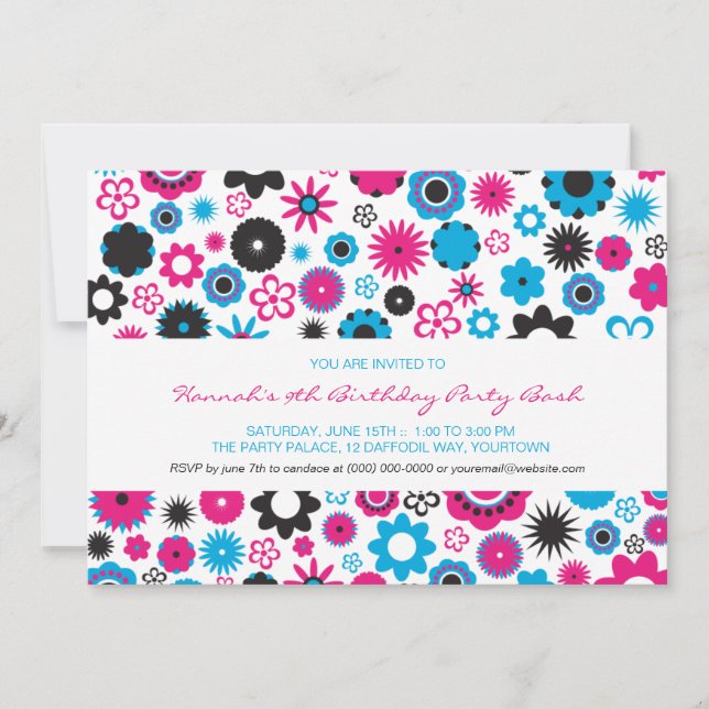 Invitation Partie heureuse de fleur (Devant)