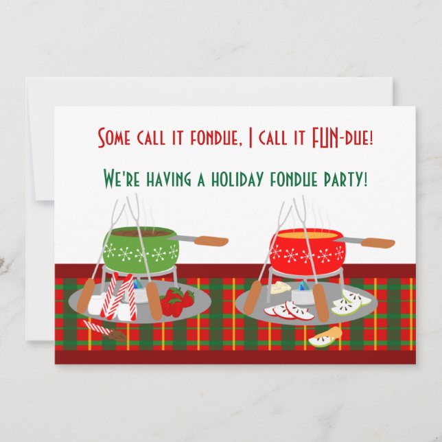 Invitation Partie Invitaitons de fondue de Noël de pots de (Devant)