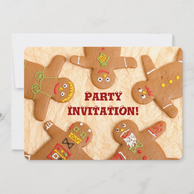 Invitation Partie Invitatation de bonhomme en pain d'épice (Devant)