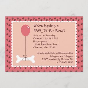 Invitation Partie Invitatio de fille d'anniversaire de chien