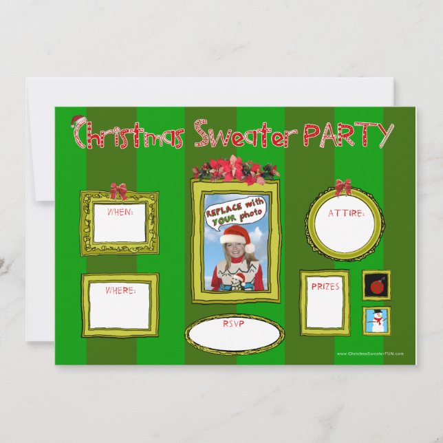 Invitation Partie Invitation_template1 de chandail de Noël (Devant)