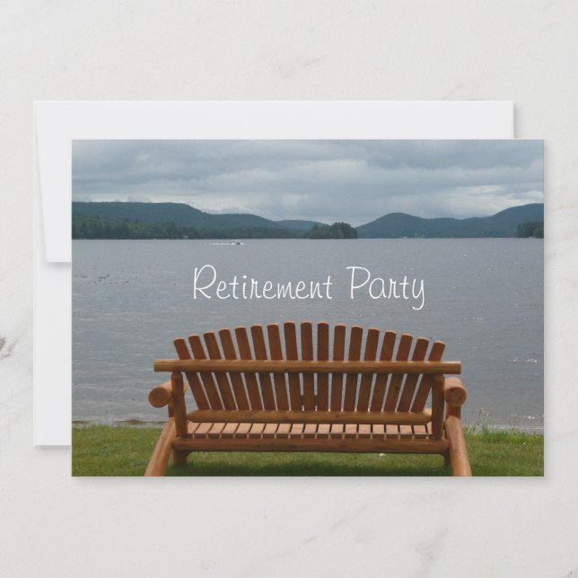 Invitation Partie-Lakeview de retraite avec le banc en bois (Devant)